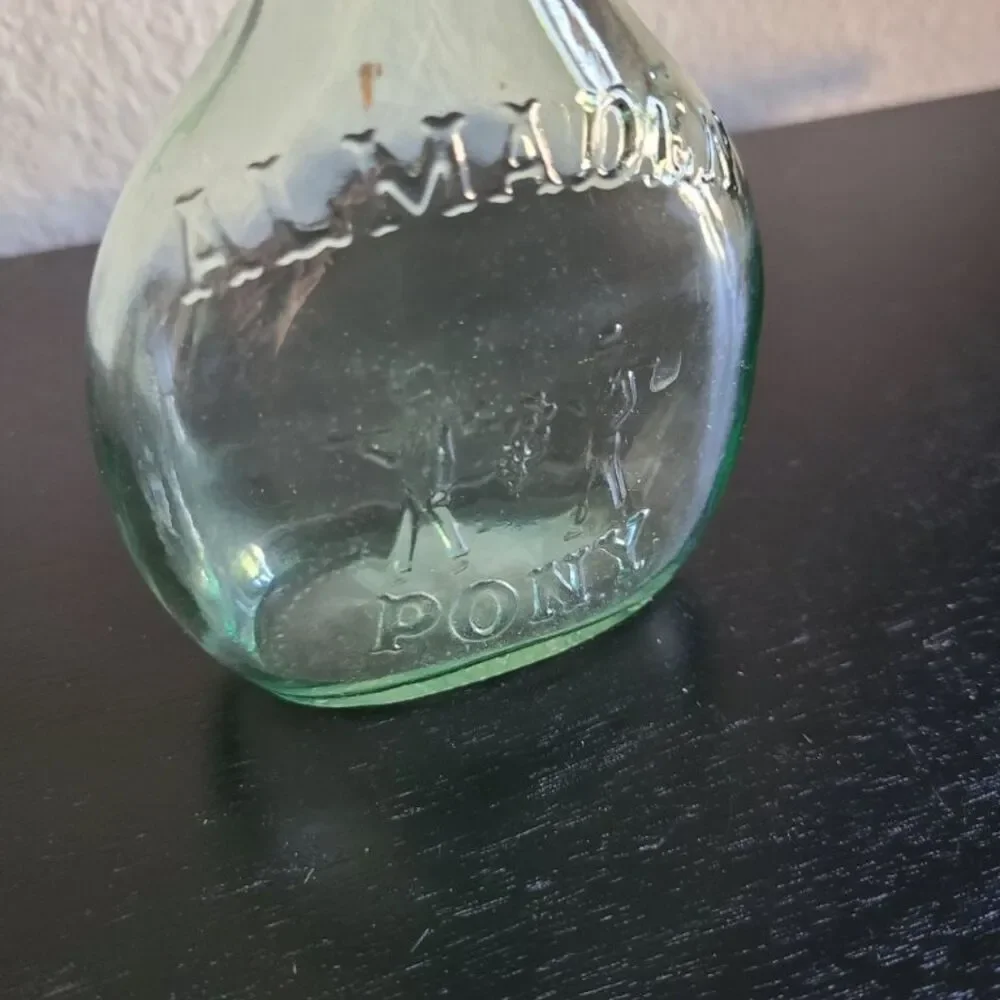 Vintage Almaden Vineyards Pony Green Glass Wine Bottle Embossed Grape Harvest 6o